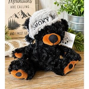 SOS Smoky Mountain Black Bear Plush Gray Hat Souvenir 5-10 in NWT